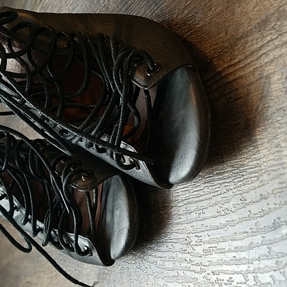 JEFFREY CAMPBELL 7.5 Covet Black Lace up heel Sandal Free People - Picture 3 of 13